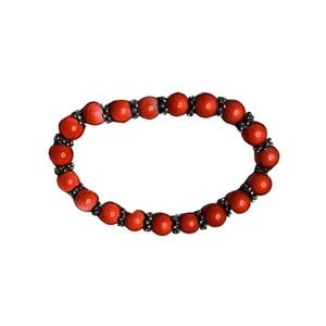 Red Carnelian Glass Beaded Bracelet